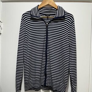 TALBOTS Blue & White Striped Knit Cardigan Full Zip  Preppy Nautical XLarge